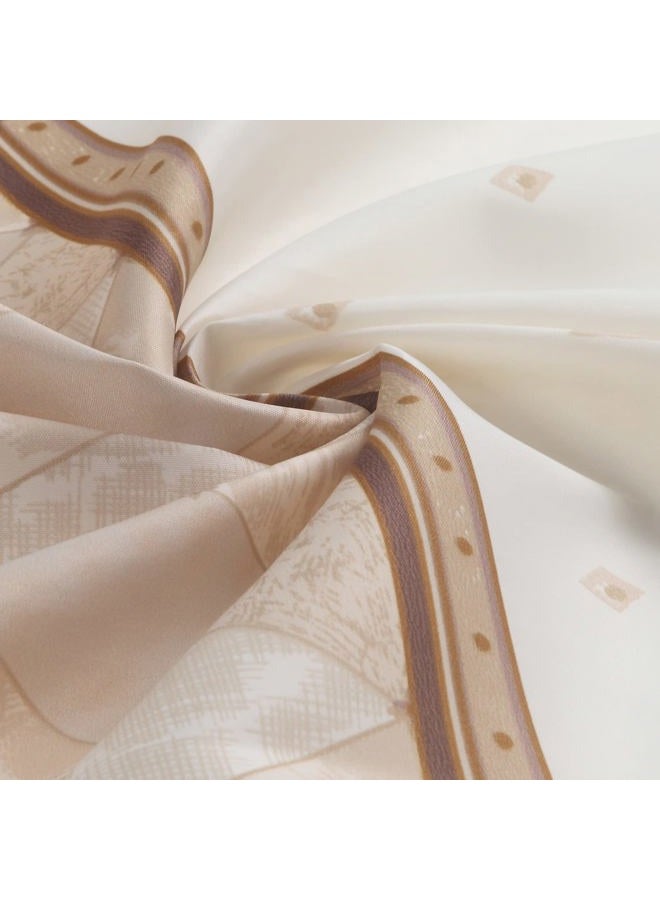 MVSUTA Corinthia Beige Polyester Fabric Cream Printed Elegant Shower Curtains,Contemporary Ivory Decorative Waterproof Bathroom Curtains,72" W x 72" L - Image 3
