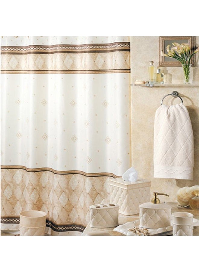 MVSUTA Corinthia Beige Polyester Fabric Cream Printed Elegant Shower Curtains,Contemporary Ivory Decorative Waterproof Bathroom Curtains,72" W x 72" L - Image 1