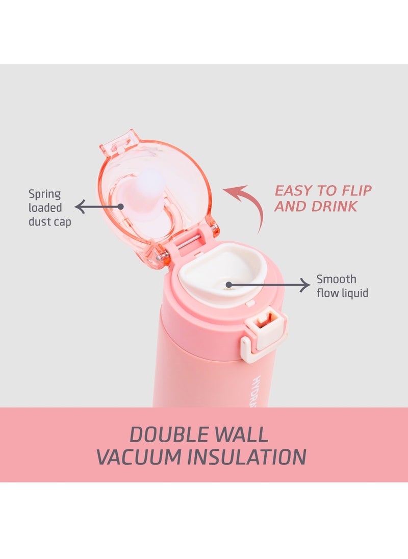 Eazy Kids Double Wall Insulated Travel Water Bottle - Pink, 550 Ml  - Image 3