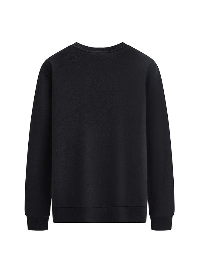 Dance With Wolves Digital Print Crew Neck Sweatshirt Long Staple Cotton Skin-friendly Warm Long Sleeve Sweatshirt Men 001 Black M