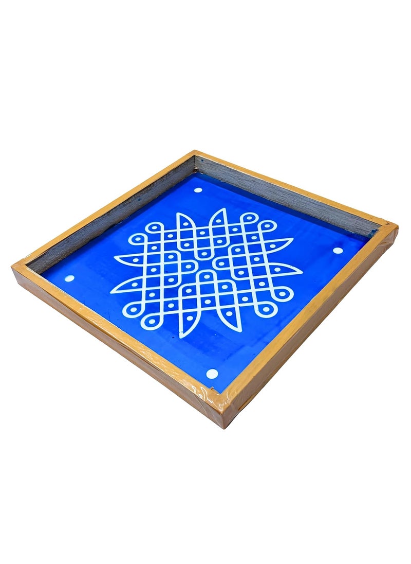 anciently Anciently Kambi Kolam Rangoli Stencil Wooden(Design 6), Rangoli Stencil Wooden, Rangoli Sacha Wooden, 1 Piece (10x10 Inches)  - Image 1