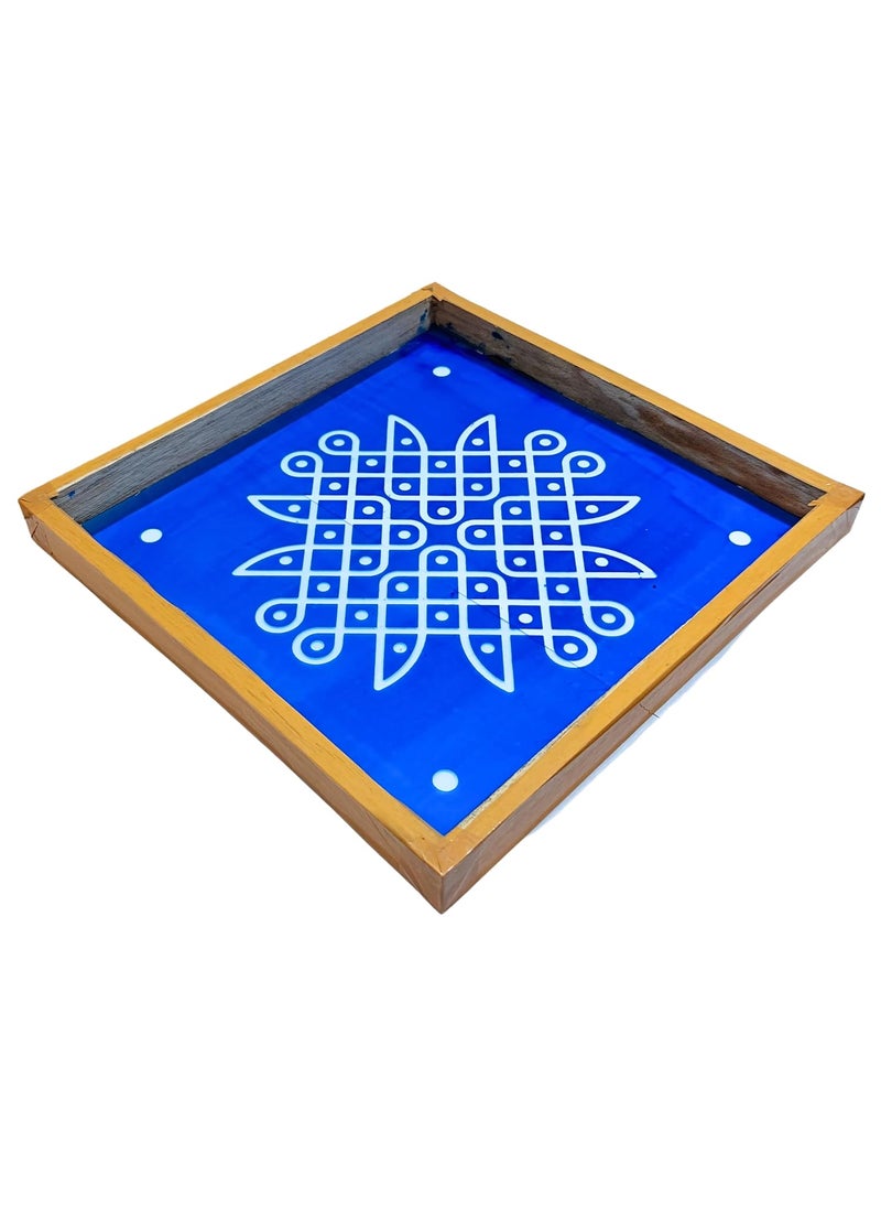 anciently Anciently Kambi Kolam Rangoli Stencil Wooden(Design 6), Rangoli Stencil Wooden, Rangoli Sacha Wooden, 1 Piece (10x10 Inches)  - Image 5