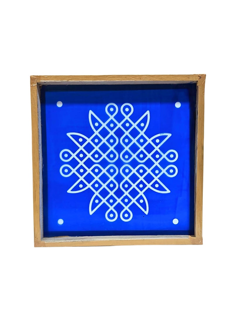 anciently Anciently Kambi Kolam Rangoli Stencil Wooden(Design 6), Rangoli Stencil Wooden, Rangoli Sacha Wooden, 1 Piece (10x10 Inches)  - Image 4