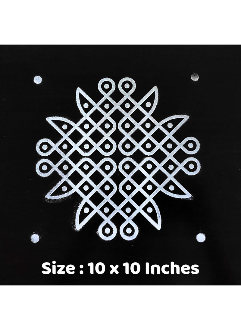 anciently Anciently Kambi Kolam Rangoli Stencil Wooden(Design 6), Rangoli Stencil Wooden, Rangoli Sacha Wooden, 1 Piece (10x10 Inches)  - Image 2