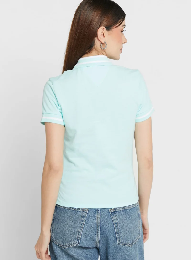TOMMY JEANS Polo Neck Logo T-Shirt