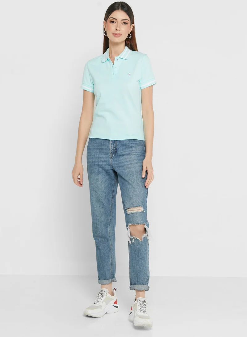 TOMMY JEANS Polo Neck Logo T-Shirt