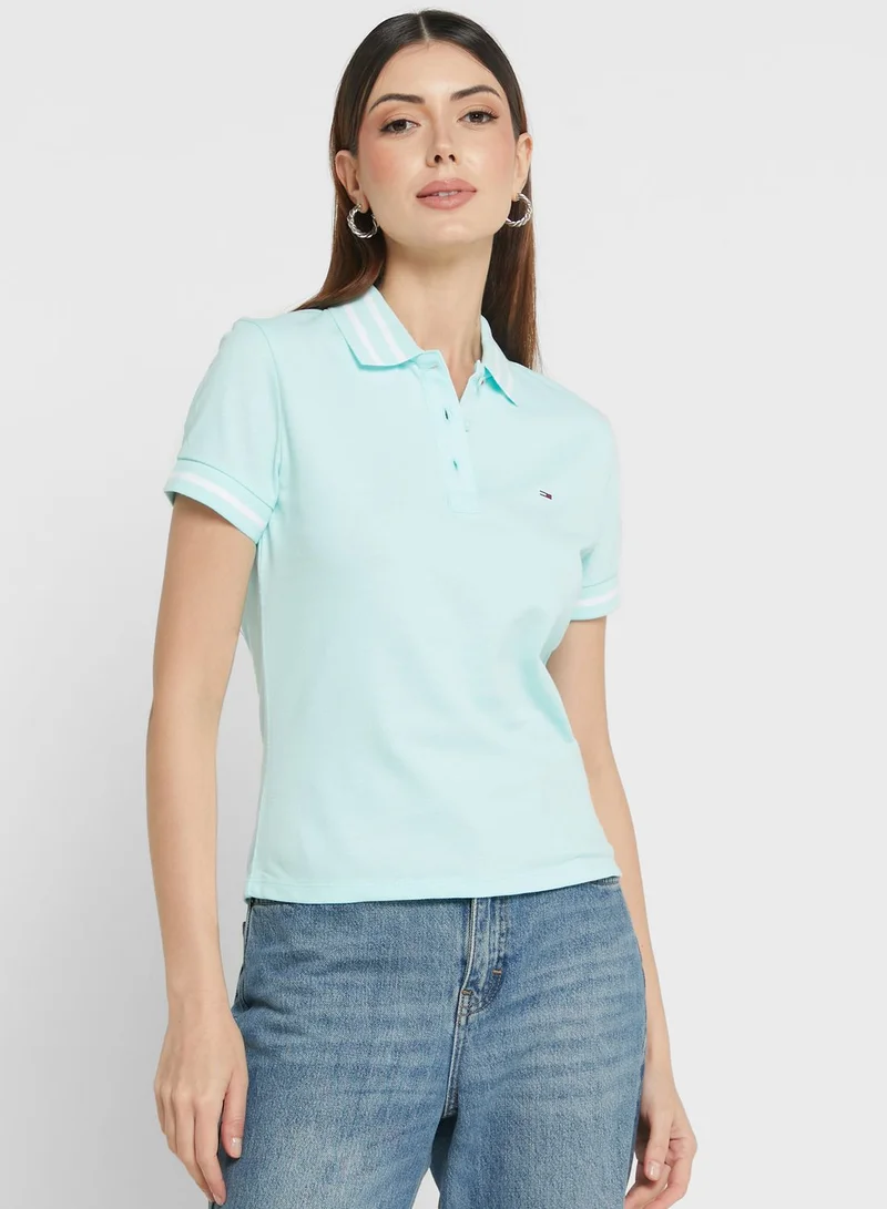 TOMMY JEANS Polo Neck Logo T-Shirt