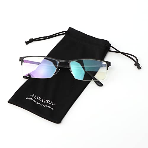 ALWAYSUV Fashion Black Half Frame Clear Lens Business Glasses Frame Women/Men - Image 2