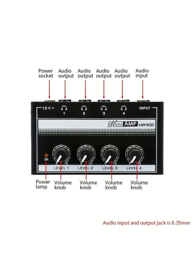 New Upgraded HA400 4 Channel Ultra Low Noise Headphone Amplifier Compact Stereo Amp - Image 4