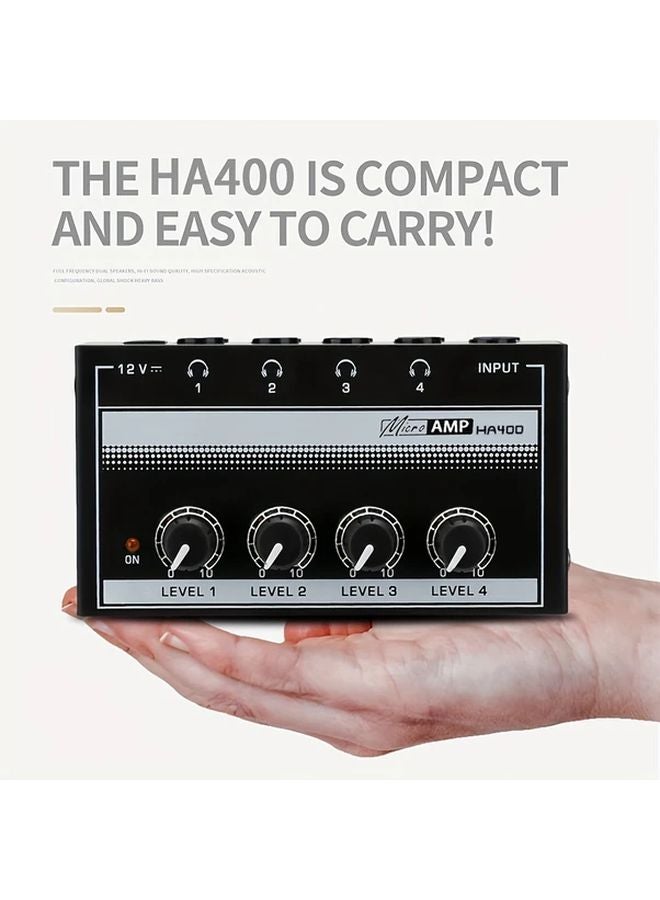 New Upgraded HA400 4 Channel Ultra Low Noise Headphone Amplifier Compact Stereo Amp - Image 1