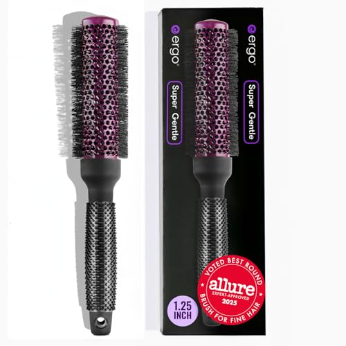 ERGO Super Gentle Round Brush for Blow Out - Salon Quality Hair Styling for Women - Roller for Wet and Dry Hair - Volumizing Care Blowout - ERG33:1.25" - Image 1