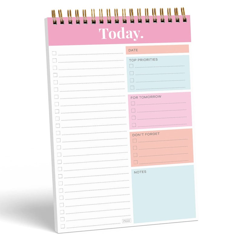 Sweetzer & Orange Daily & Weekly To Do List Notepad â€“ Undated Work Planner & Organizer with Wish List Section, 52-Sheet Coiled Task Pad for Productivity â€“ PINK To Do List Notebook for Work - Image 1