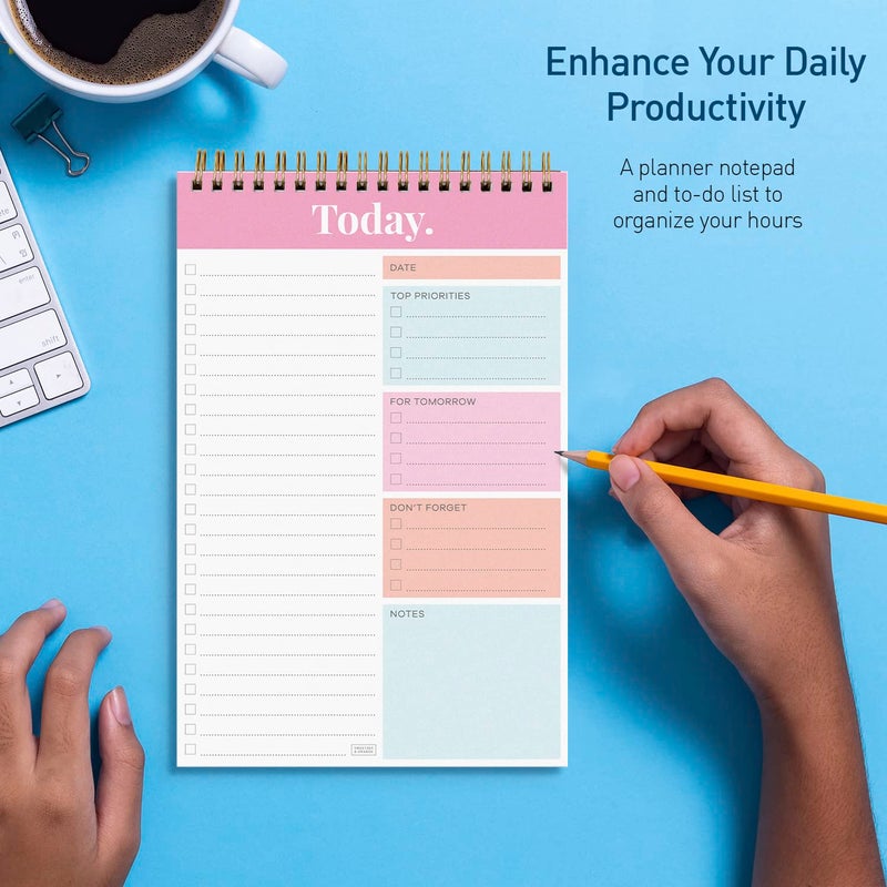 Sweetzer & Orange Daily & Weekly To Do List Notepad â€“ Undated Work Planner & Organizer with Wish List Section, 52-Sheet Coiled Task Pad for Productivity â€“ PINK To Do List Notebook for Work - Image 2
