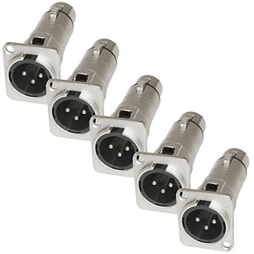 MCSPROAUDIO 5 Pack: XLR Male to XLR Female Pass Through Connector Adapter Jack for D Panel Mount - Image 1