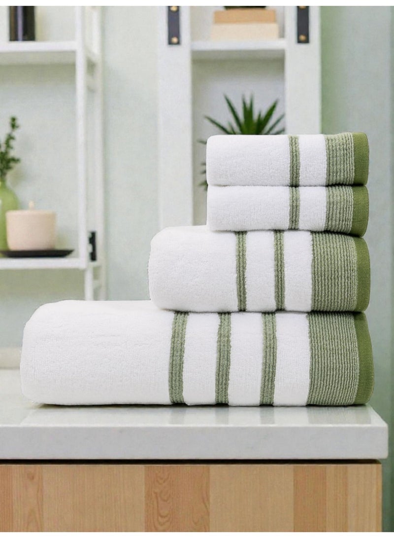 بالتيك لينين طقم مناشف إليسيان من أربع قطع - ٥٥٠ جرامًا للمتر المربع | قطن ناعم وعالي الامتصاص | ٥٠×٩٠ سم، ٧٠×١٤٠ سم، ٣٣×٣٣ سم من بالتيك لينين - Image 1