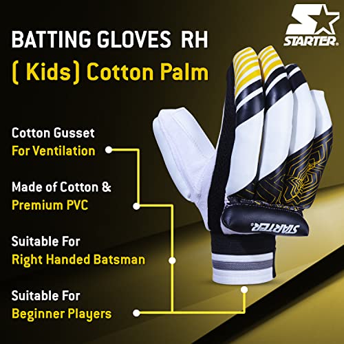 STARTER Cricket Batting Gloves for Right Handed Batsmen with Cotton Palm for Beginners-Youth, Ideal for Leather Cricket Ball - Image 4
