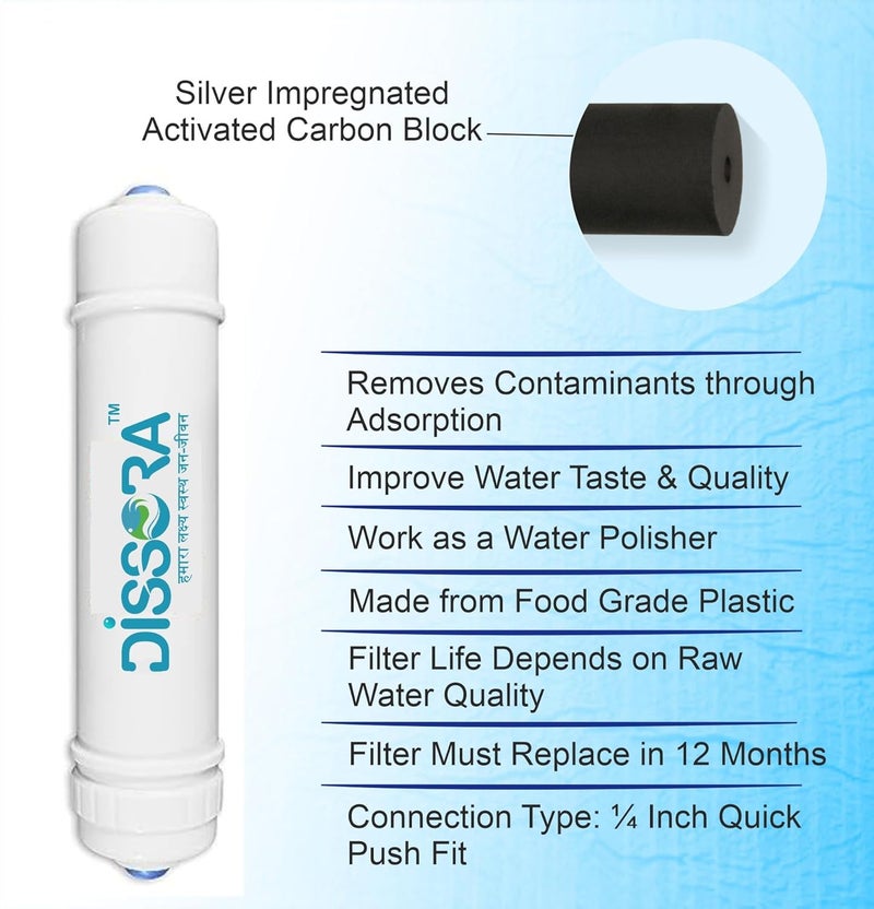 Dissora Gold 10 Inch Inline Pre Carbon Post Carbon and Sediment Block Filter Cartridge Set Suitable for All Kind of RO UV UF Water Purifier Pack of 3 - Image 4