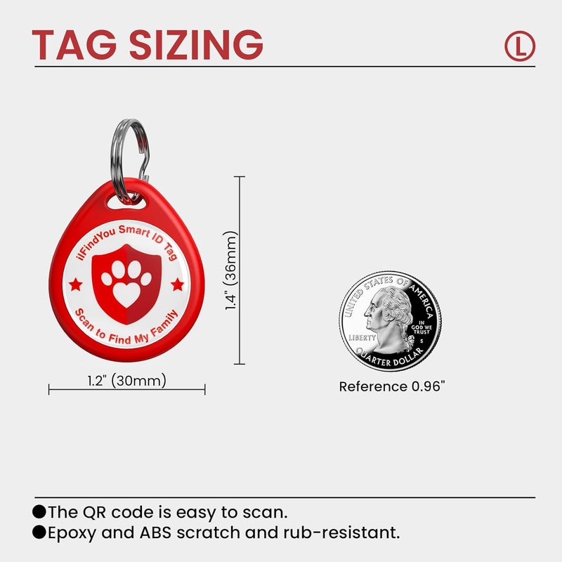 ILFINDYOU Dog Tags Personalized, QR Code Pet ID Tags for Dog Collar, Online Profile, Scan Location Alerts, Red - Image 3