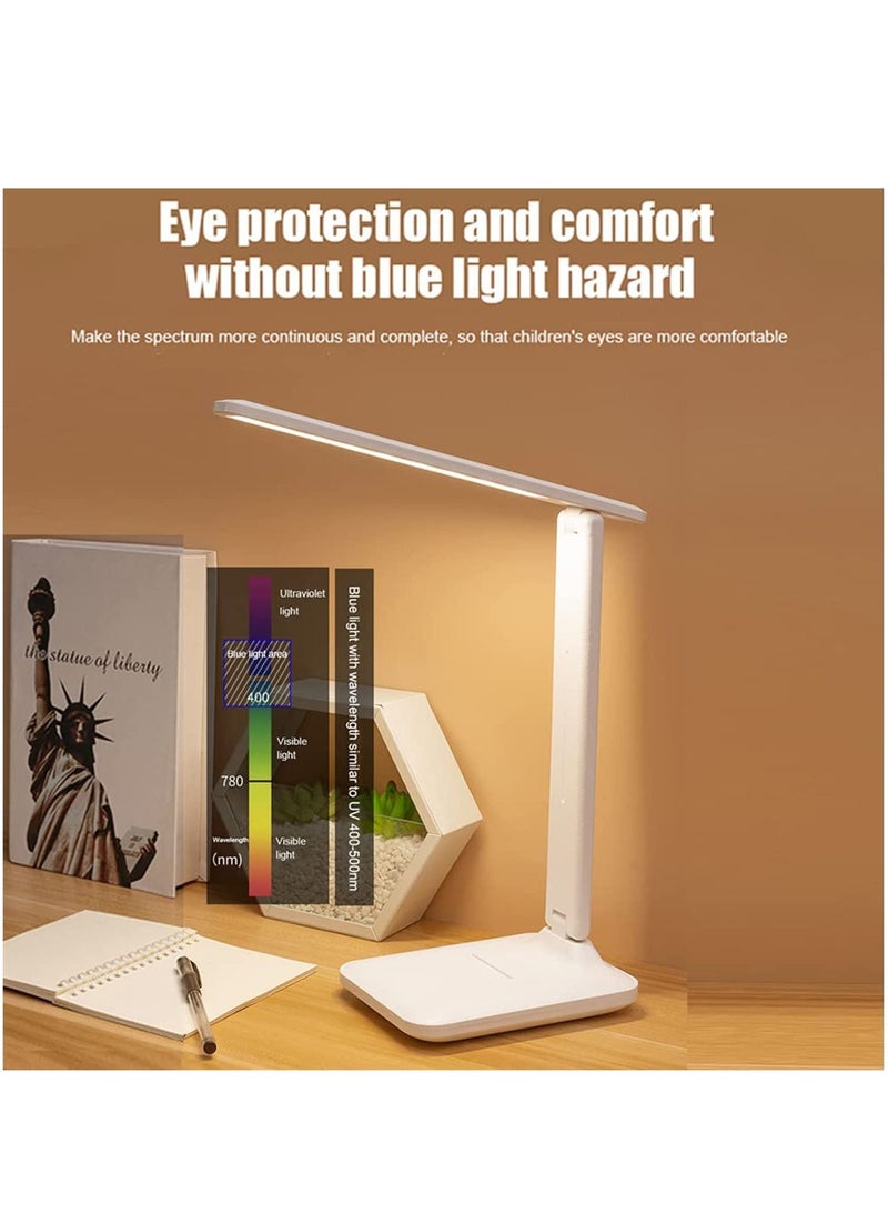 هومستر مصباح مكتب LED ، طاولة للكمبيوتر / سطح المكتب قابل لإعادة الشحن العناية بالعين التحكم باللمس مع منفذ شحن USB - بجانب السرير للقراءة دراسة للأطفال المنزل أبيض - Image 4