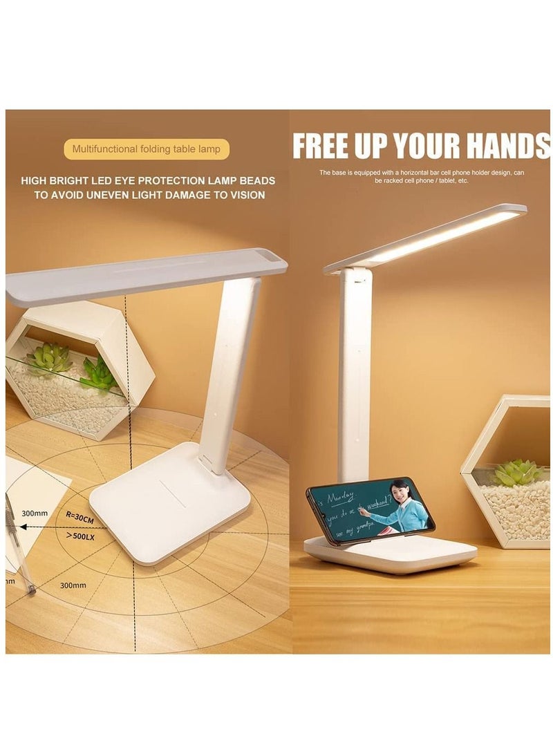 هومستر مصباح مكتب LED ، طاولة للكمبيوتر / سطح المكتب قابل لإعادة الشحن العناية بالعين التحكم باللمس مع منفذ شحن USB - بجانب السرير للقراءة دراسة للأطفال المنزل أبيض - Image 2