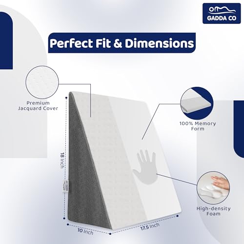 GADDA CO 7-in-1 Memory Foam Wedge Pillow | Adjustable Wedge Cushion for Sleeping, Sitting & Acid Reflux Relief | Orthopedic Support for Back, Legs, Pregnancy & GERD | White & Grey | Pack of 1 - Image 2