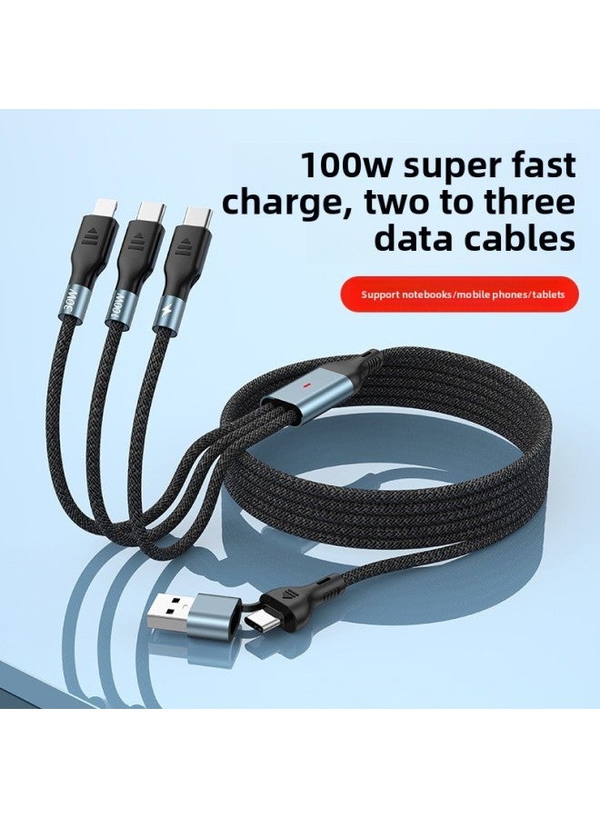 One-to-three Data Cable Three-in-one Charging Cable For Mobile Phone Fast Charging Multi-head Multi-function Universal Car Application-Model:Package 100w/66w★Upgraded Three-in-one 1.2m - Image 4