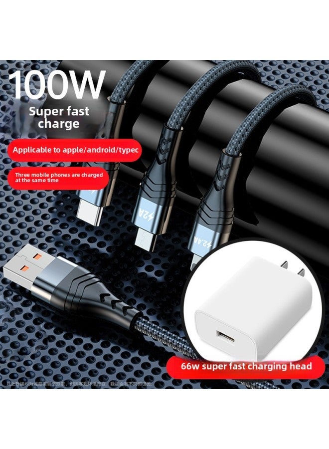 One-to-three Data Cable Three-in-one Charging Cable For Mobile Phone Fast Charging Multi-head Multi-function Universal Car Application-Model:Package 100w/66w★Upgraded Three-in-one 1.2m - Image 1