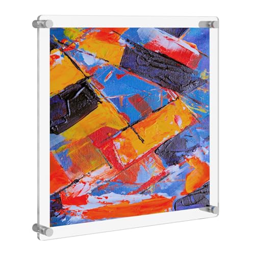 NIUBEE Clear Acrylic Wall Mount Floating Frameless Picture Frame Up to 12x12 Photo for Poster Photography Frames-Double Panel(Full Frame is 13.5x13.5 inch) - Image 1