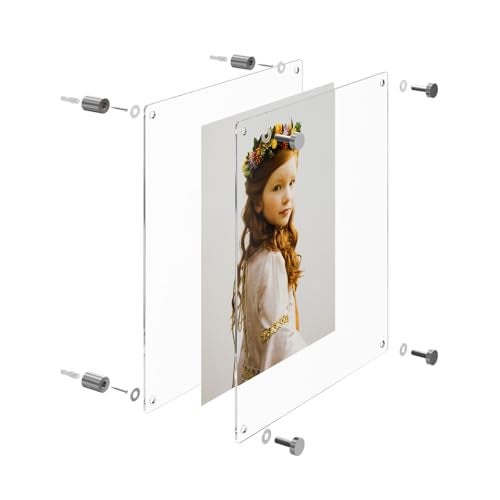 NIUBEE Clear Acrylic Wall Mount Floating Frameless Picture Frame Up to 12x12 Photo for Poster Photography Frames-Double Panel(Full Frame is 13.5x13.5 inch) - Image 5