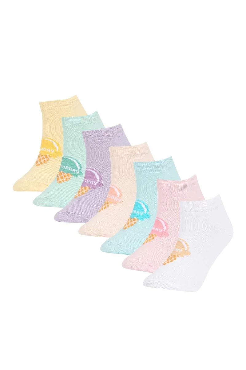 Defacto Girls' Cotton 7-Pack Short Socks