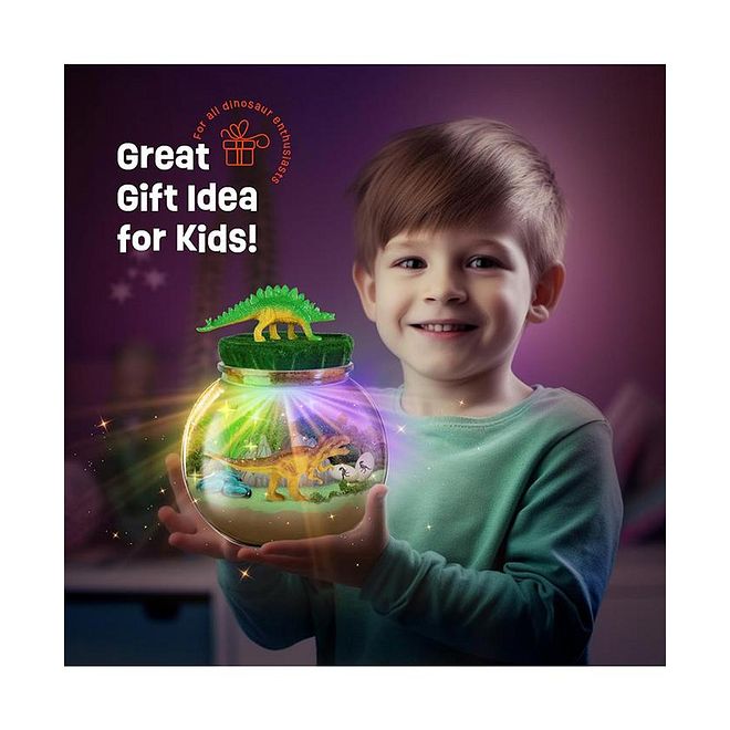 ESSEN Dinosaur Terrarium DIY Craft Kit with Remote, 13-colored LED, 3 Adjustable Light Modes, Easy To Assemble, 5 Years+, 15 x 15 x 14 cm - 19 Pieces - Image 5