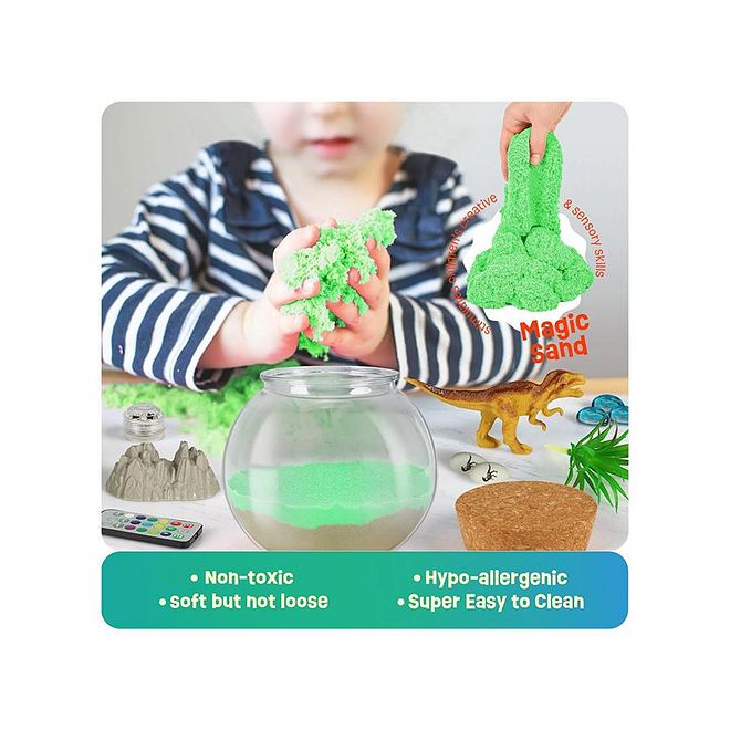 ESSEN Dinosaur Terrarium DIY Craft Kit with Remote, 13-colored LED, 3 Adjustable Light Modes, Easy To Assemble, 5 Years+, 15 x 15 x 14 cm - 19 Pieces - Image 4
