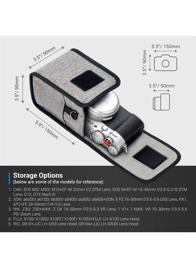 JJC Portable Travel Camera Case Belt Pouch Crossbody Bag with Strap for Fuji Fujifilm X100V X100F X100T X100S X100, Sony A6000 A6100 A6300 A6400 A6500 A6600+16-50mm Kit Lens, Ricoh GRIIIx GRIII & More - Image 2