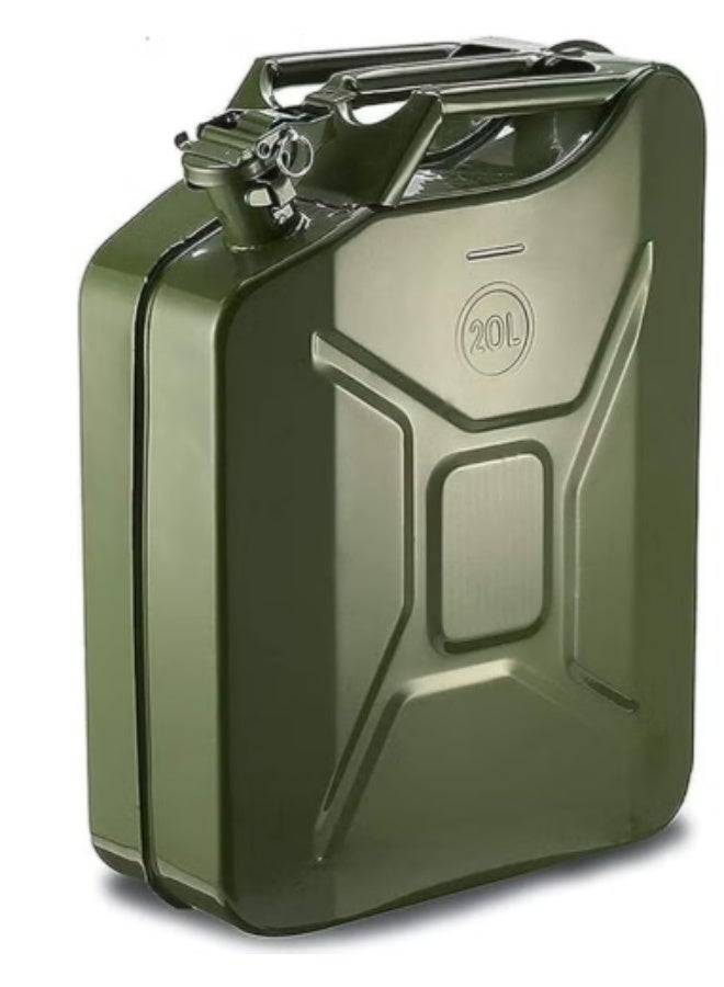 Trezvo Metal Jerry Can 20 L for Petrol/Diesel/Water Extra Large Liquid Storage Canister with Flexible Metal Spout Heavy Duty Metal Food Grade Water Jug/Jerry Can Camping & Emergency Storage (20L) - Image 1