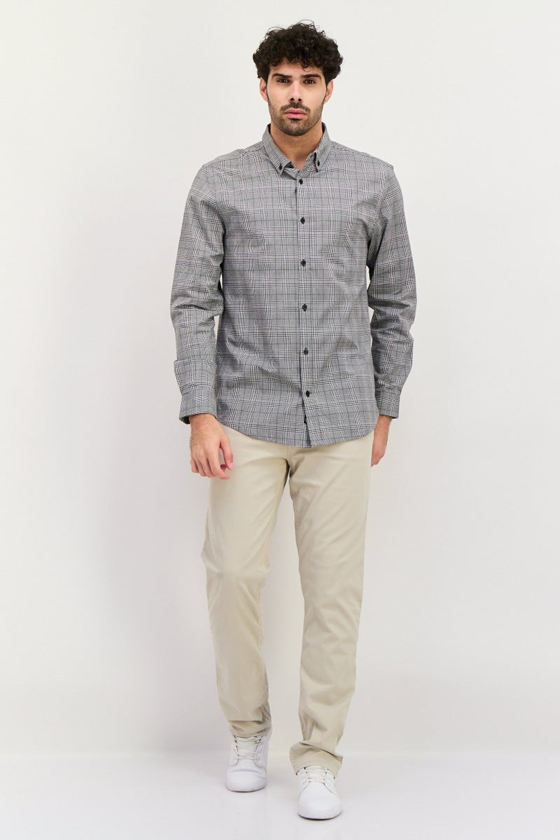 Threadbare Men Regular Fit Long Sleeve Stripe Casual Shirt, Grey - Image 2