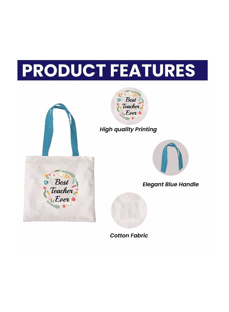 PRINTSHOP4ME Teacher's Day Combo Blue Handled Cotton Bag - Two Tone Orange Mugs and Cosmetic Pouch - Teacher's Day Stylish Gift Combo Set from Students - Image 3
