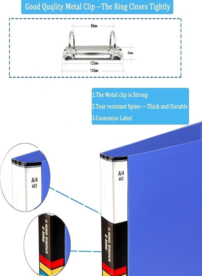 Dotpot 2D Ring Binder Plastic Box File -A4 Size Pack of 4 | File for Certificates and Documents | Office documents and Certificate Plastic File | Ring Files for Documents (Blue) - Image 5