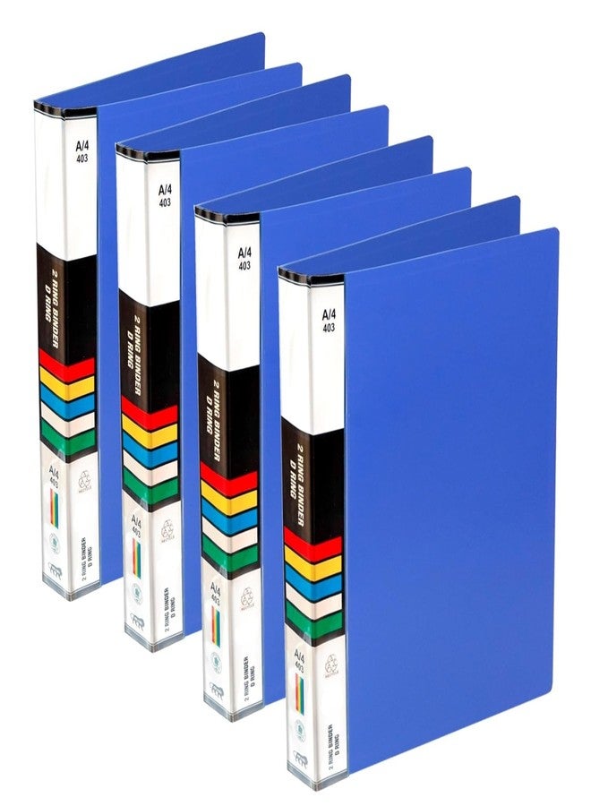 Dotpot 2D Ring Binder Plastic Box File -A4 Size Pack of 4 | File for Certificates and Documents | Office documents and Certificate Plastic File | Ring Files for Documents (Blue) - Image 4