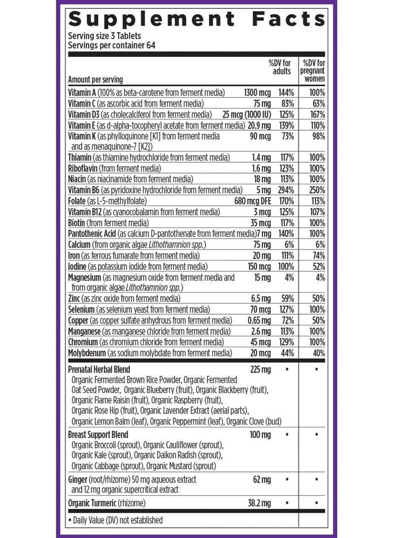 New Chapter Advanced Perfect Prenatal Multivitamin 192 Tablets - Image 3