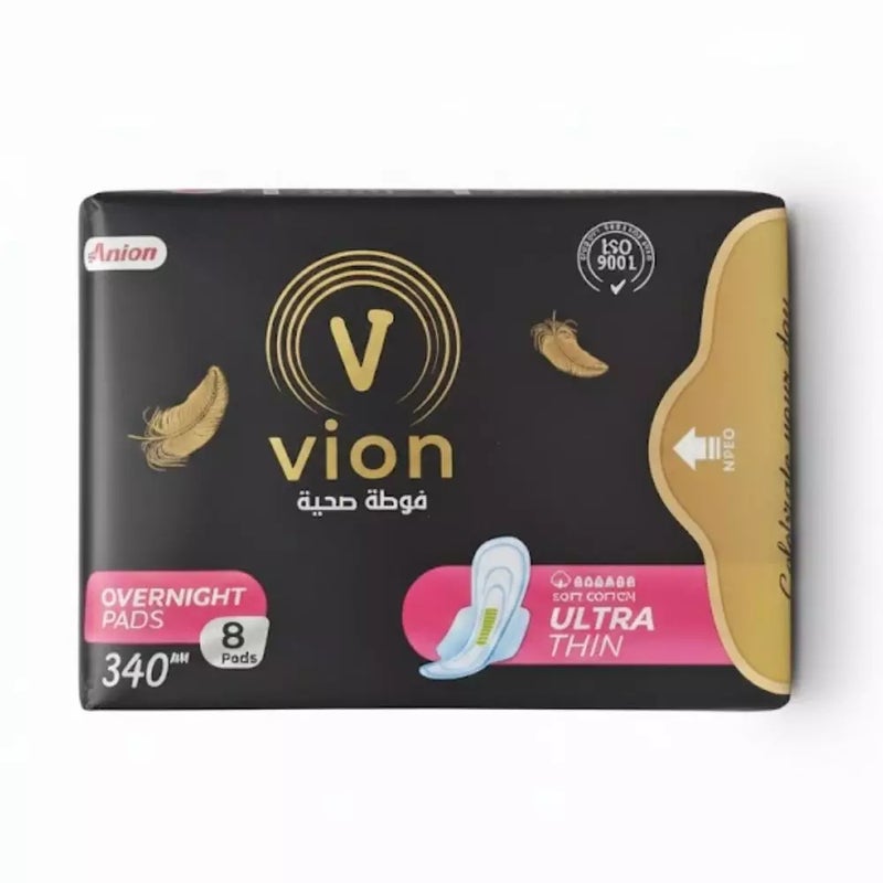 Anion Vion Ultra Thin Soft Cotton Overnight Pads 340mm- 8pcs
