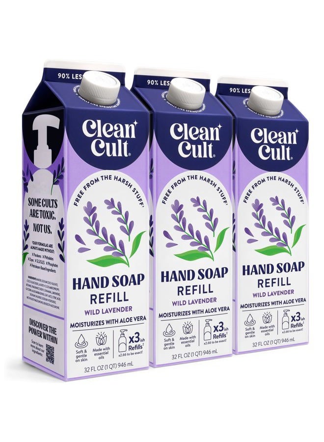 Cleancult Liquid Hand Soap Refill, Lavender Scent, 32 oz, 3 Pack, Natural Ingredients, Cruelty Free, Moisturizing, Biodegradable, Eco Friendly - Image 1