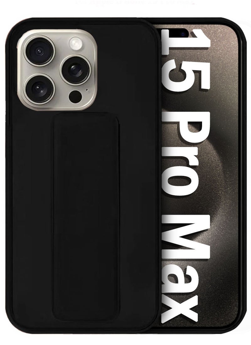 ARMOR Case Cover For iPhone 15 Pro Max With Magnetic Hand Grip 3 in 1 Black  - Image 1
