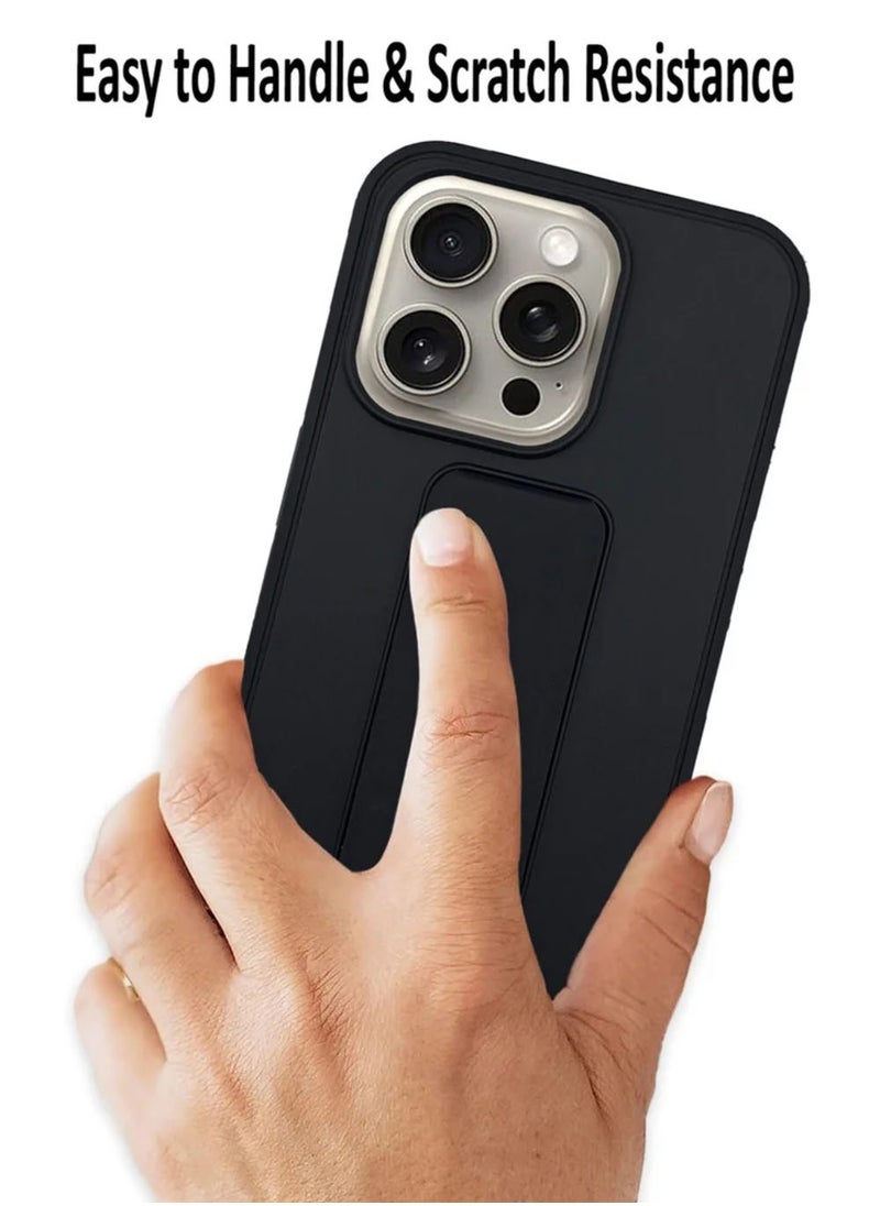 ARMOR Case Cover For iPhone 15 Pro Max With Magnetic Hand Grip 3 in 1 Black  - Image 3