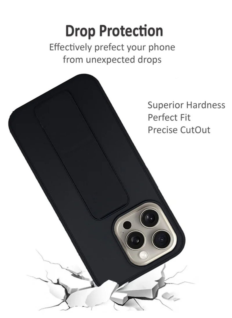 ARMOR Case Cover For iPhone 15 Pro Max With Magnetic Hand Grip 3 in 1 Black  - Image 2