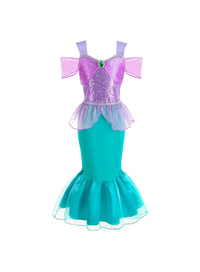 NIBEMINENT Mermaid princess dress collection, Ariel wig children's mermaid fishtail dress, European and American style children's dress - Image 1