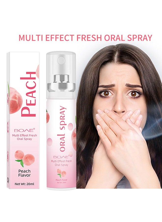 Peach Multi Effeet Fresh Oral Spray - Bad Breath Treatment for Adults, White Peach Flavor Mouth Freshener, Effective Mouth Spray, Breath Freshener Spray, Oral Care Spray, Mouth Healthy Care 20ml - Image 1