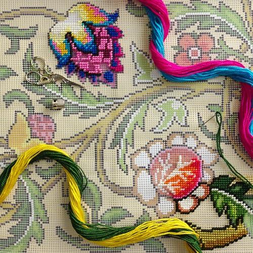 Brvsk Floral Embroidery Kit for Adults and Beginners Wild Strawberries Tree by John Henry Dearle 1616 with Clear Precise Printed Design on Cotton Canvas Includes Needles and Yarn - Image 3