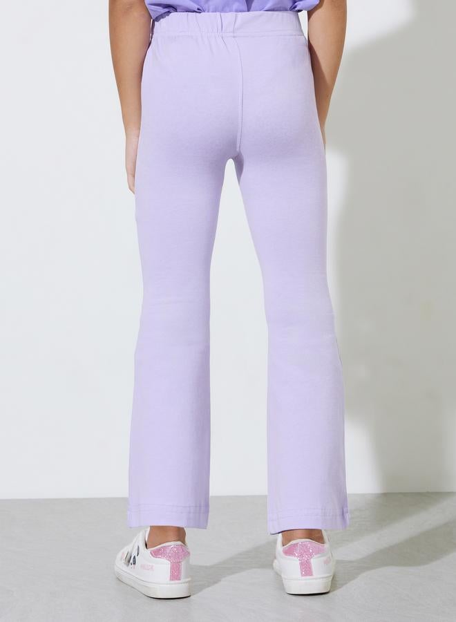 Styli Girls Lilac Solid Full Length Fit and Flare Leggings With Patchwork Detail - Image 4