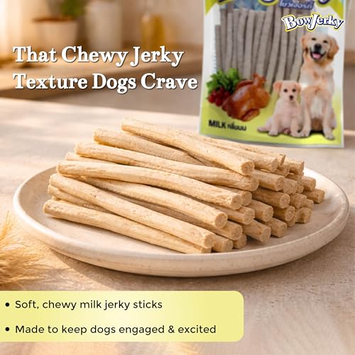 Bow Jerky Chicken & Milk Dog Treats | High-Protein Soft Chews for All Life Stages | Healthy Training & Reward Snacks | Tasty Jerky Bites for Puppies & Adult Dogs | 200 gm (Pack of 3) - Image 4