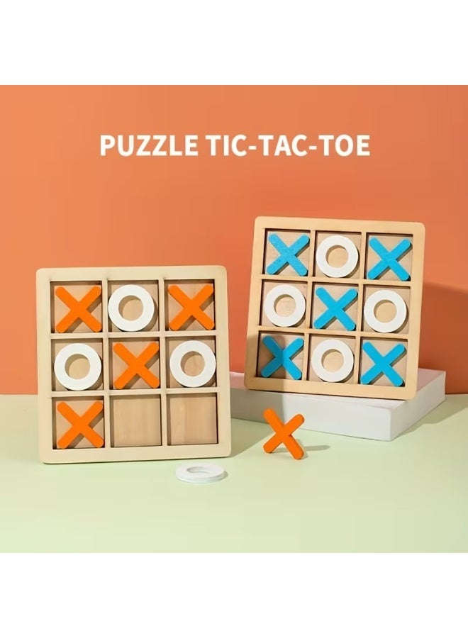 Goolsky Wooden XO Well Shaped Chess For Children's Puzzle, Nine Palace Grid Chess, Parent-child Interaction, Building Blocks, Leisure Battles, Development Game Toys - Image 1